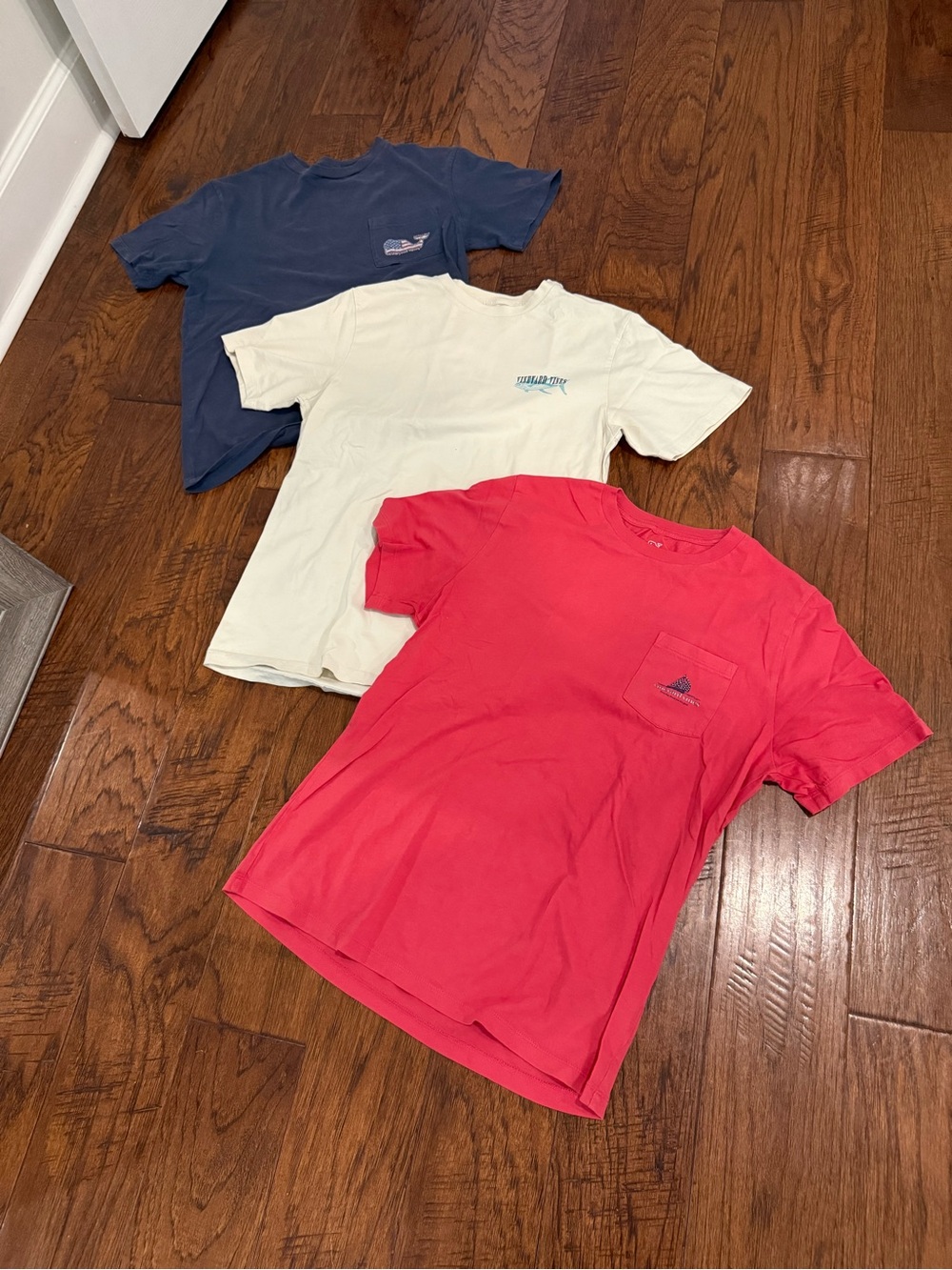 Vineyard Vines Short Sleeve Tees - Navy, Cream, Coral (Kids XL & Men’s XS)